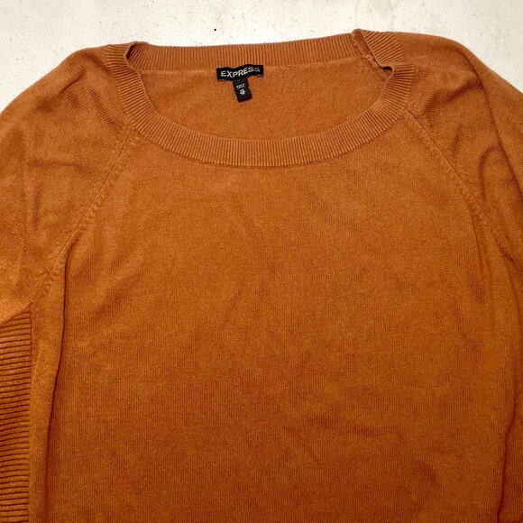 EXPRESS Terracotta Brown Rounded Hem Raglan Sweater - Size XS (NWOT) - Picture 6 of 14